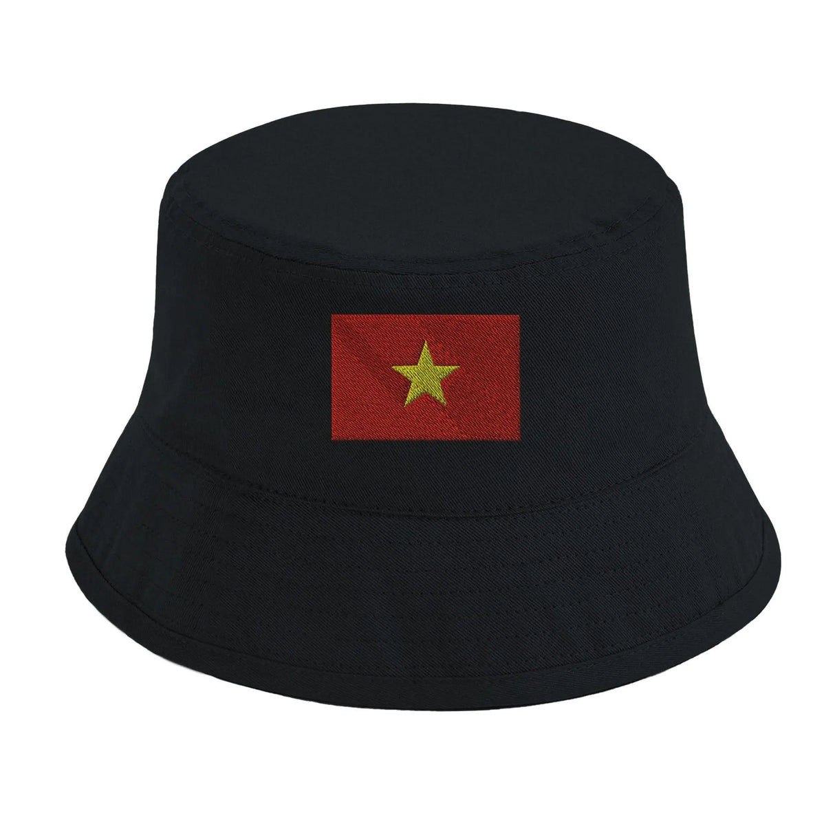 Chapeau bob viêt nam coton naturel brodé couleur rouge