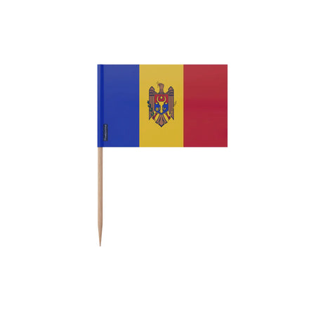 Cure-dents drapeau moldavie plastique adhésif bambou