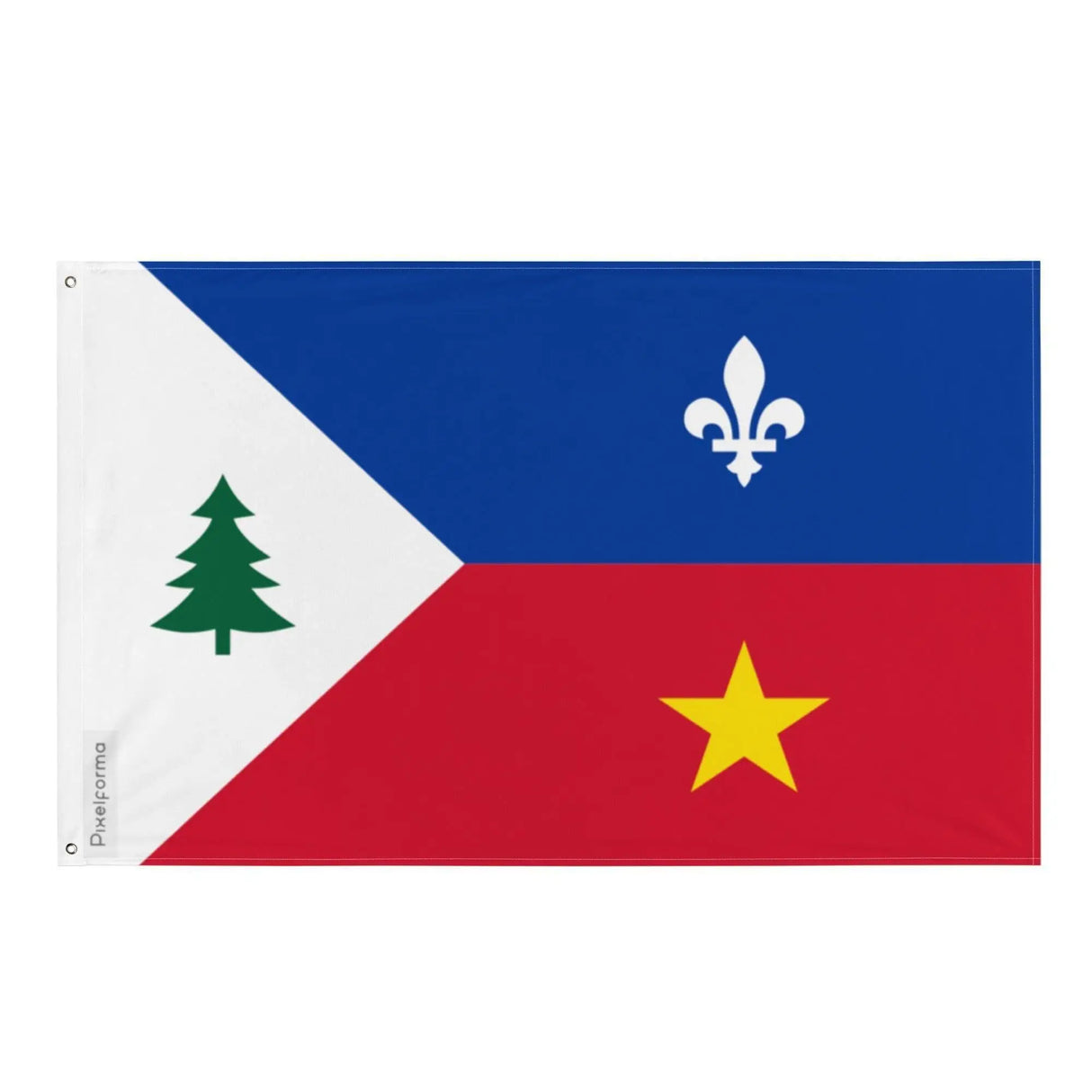 Drapeau acadiens comté d’aroostook polyester œillets gauche