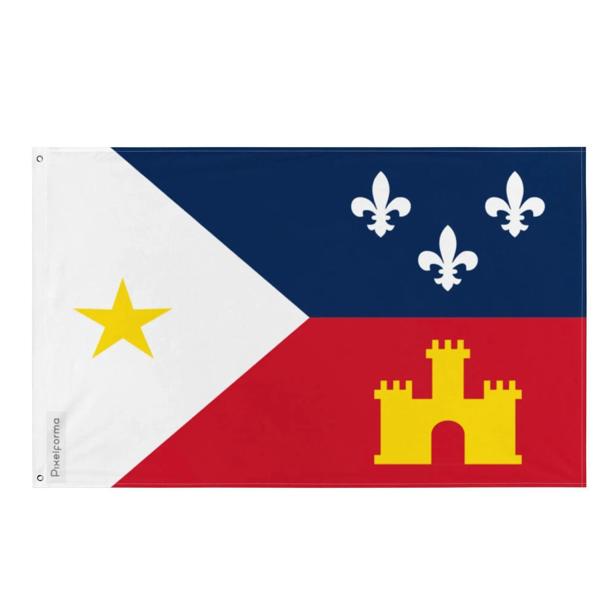 Drapeau acadiens louisiane polyester œillets à gauche