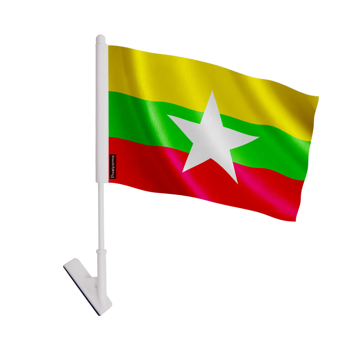 Drapeau adhésif birmanie polyester souple facile à coller
