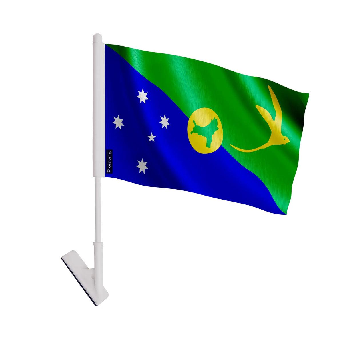 Drapeau adhésif île christmas polyester facile à poser