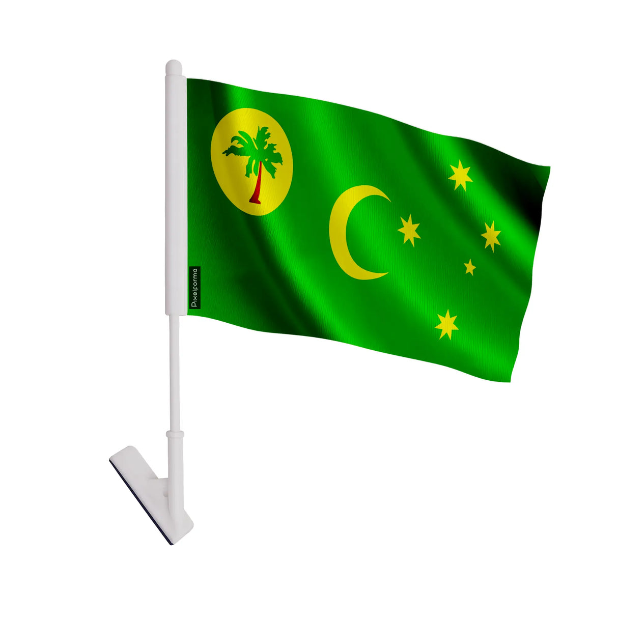 Drapeau adhésif îles cocos polyester facile à coller