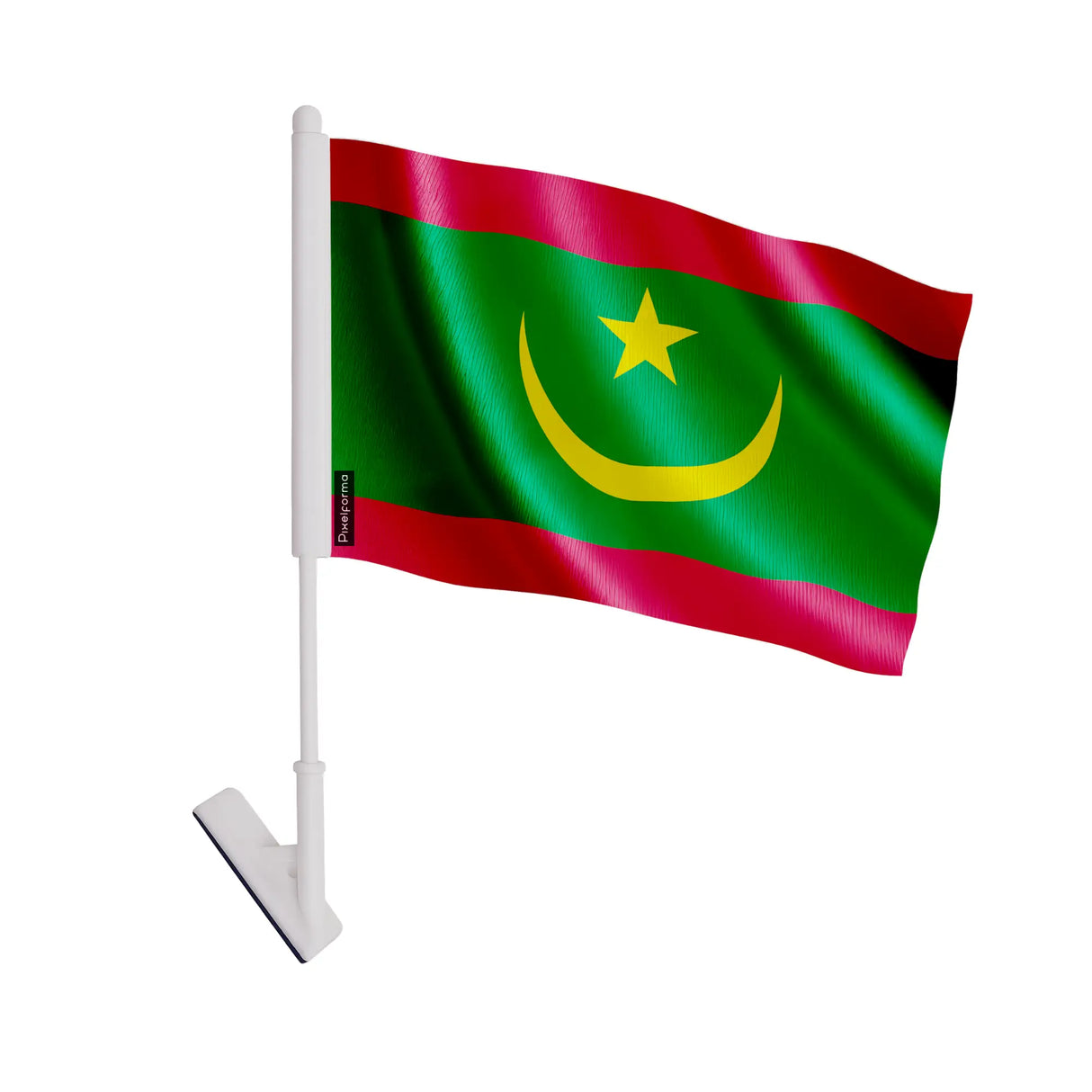 Drapeau adhésif mauritanie polyester souple facile à coller