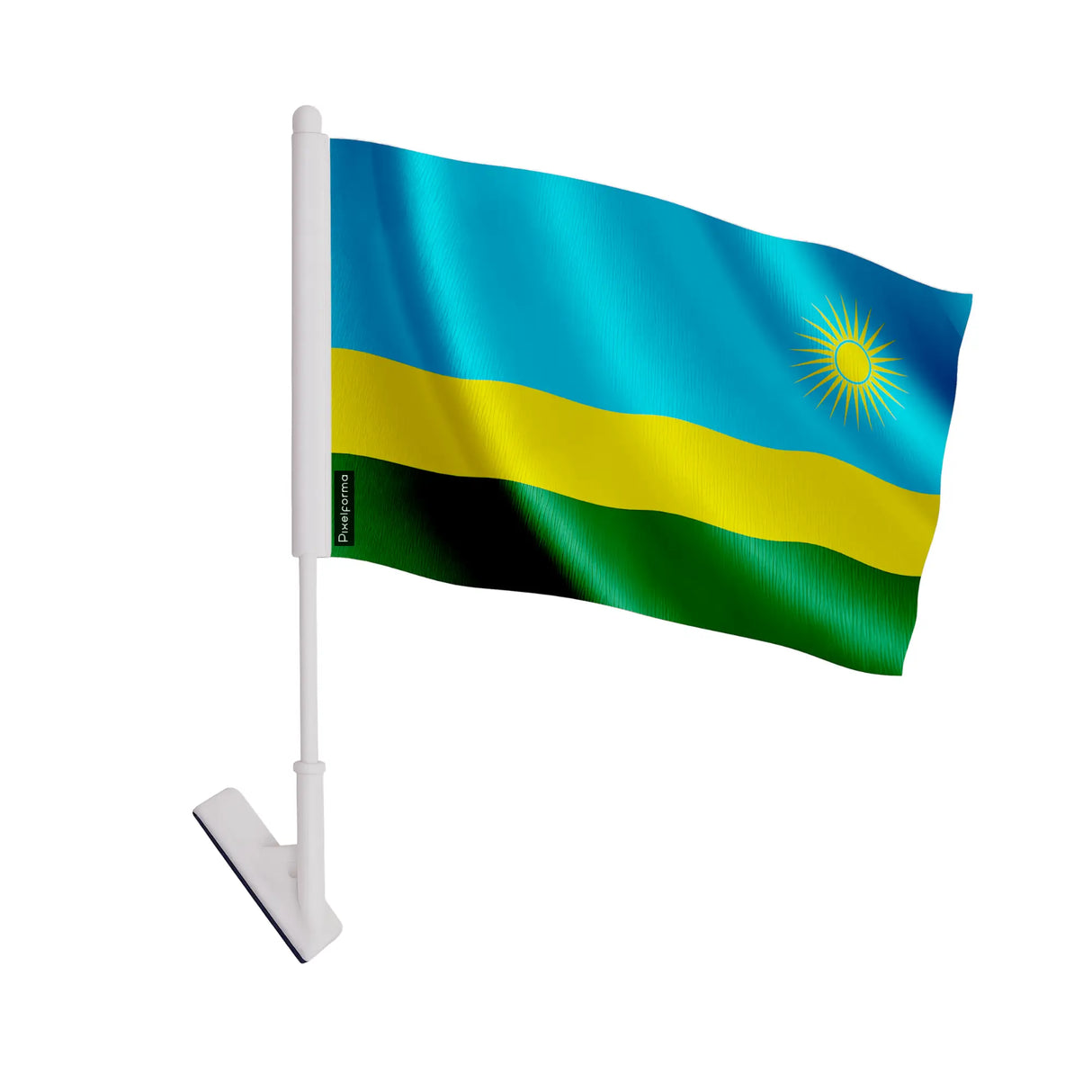 Drapeau adhésif rwanda polyester souple facile à poser