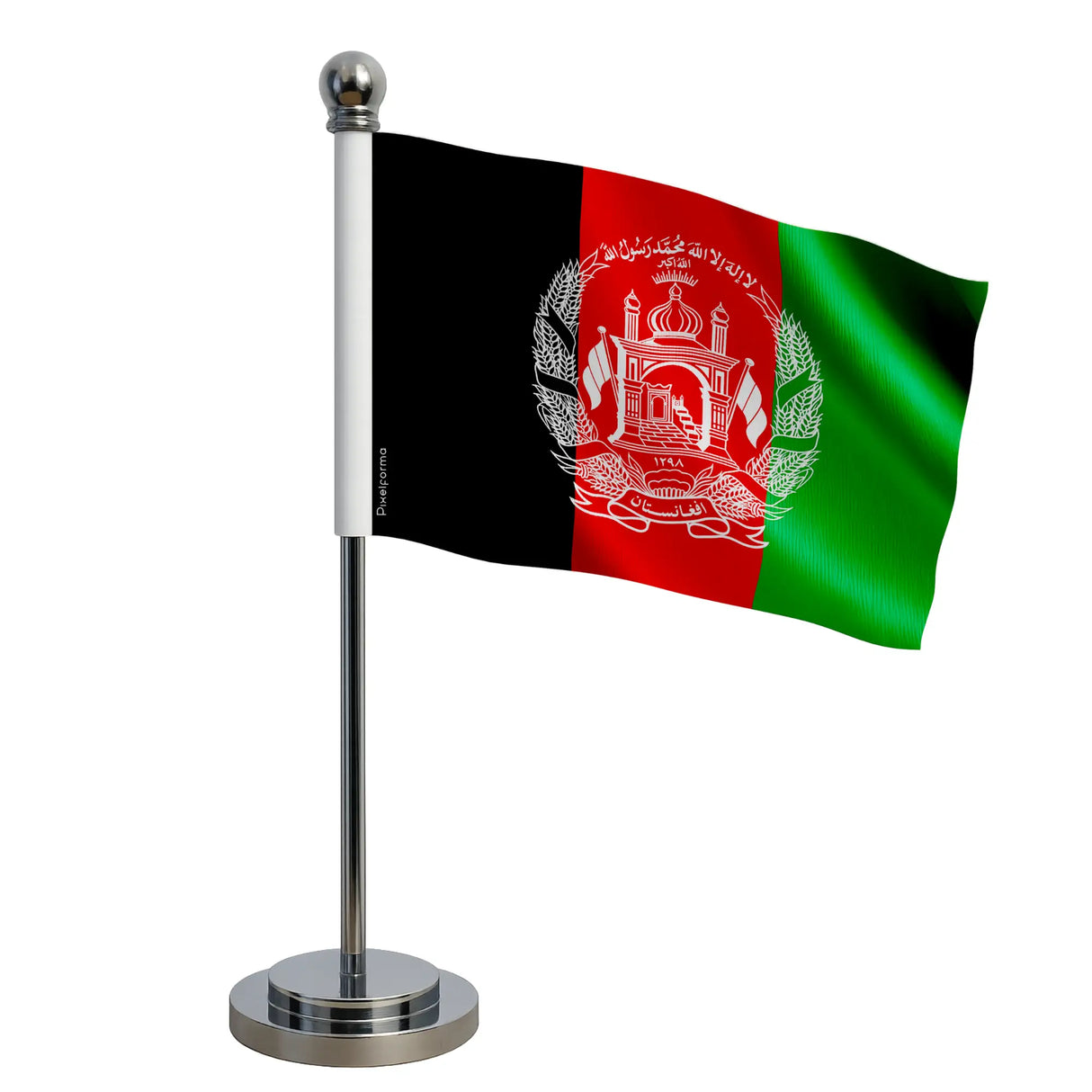 Drapeau bureau afghanistan polyester socle acier inoxydable