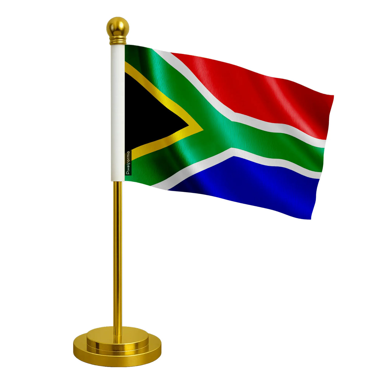 Drapeau bureau afrique du sud polyester socle acier inoxydable
