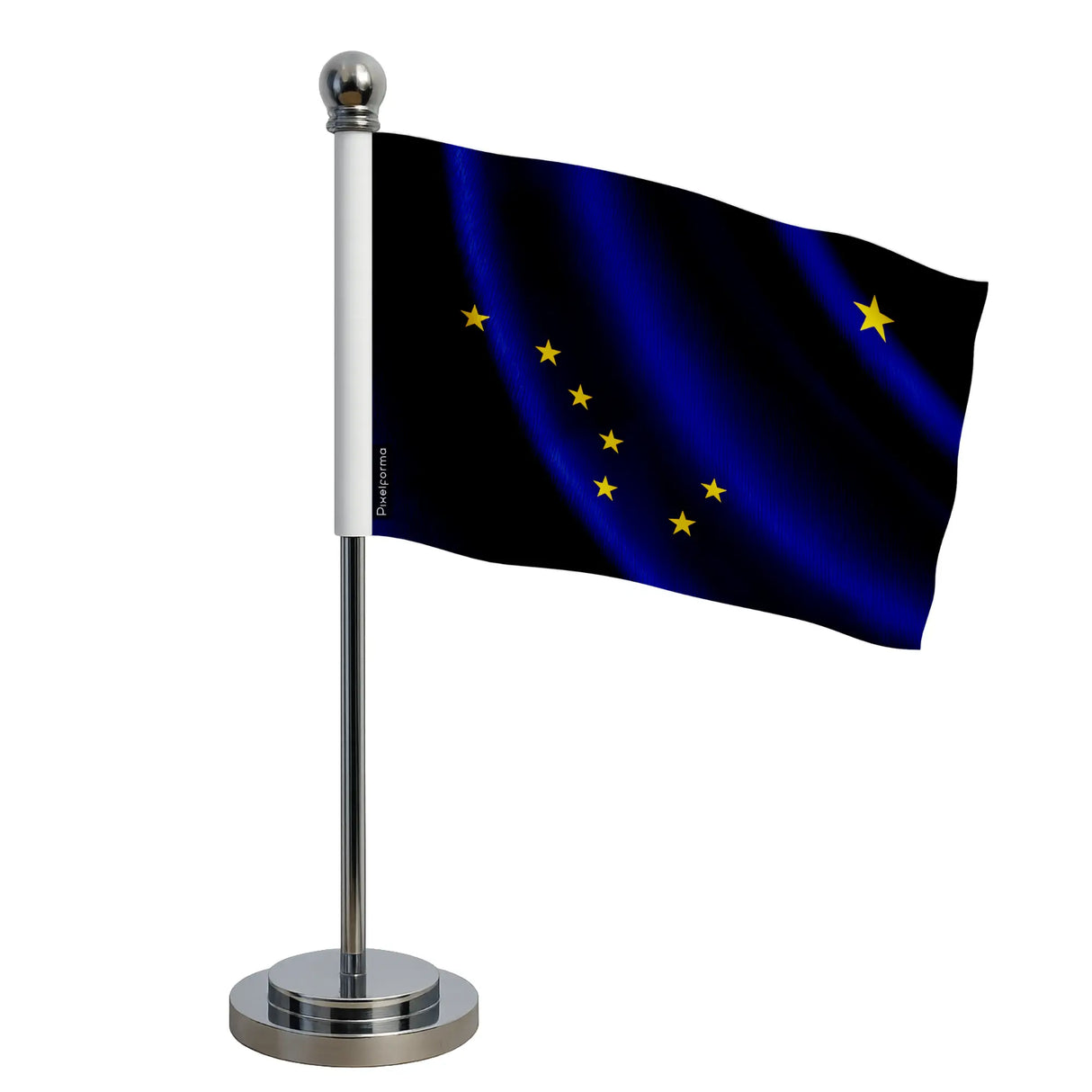 Drapeau bureau alaska polyester socle acier inoxydable