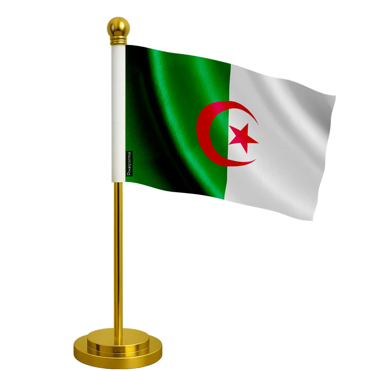 Drapeau bureau algérie polyester avec socle acier inoxydable