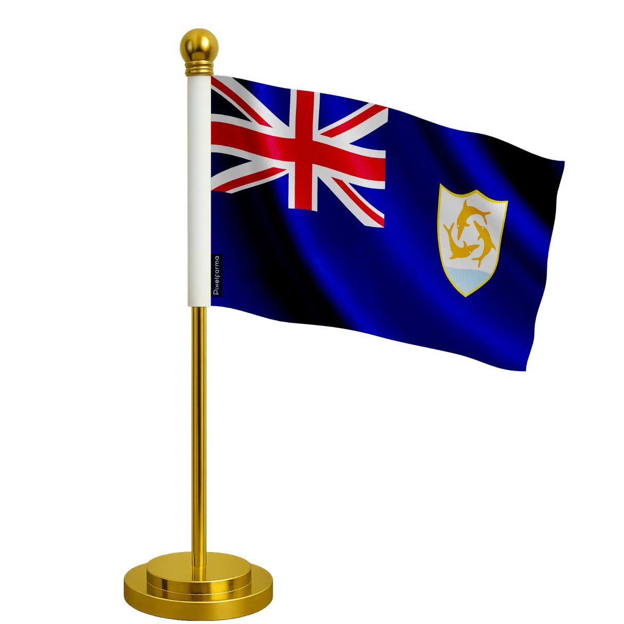 Drapeau bureau anguilla polyester avec socle acier inoxydable