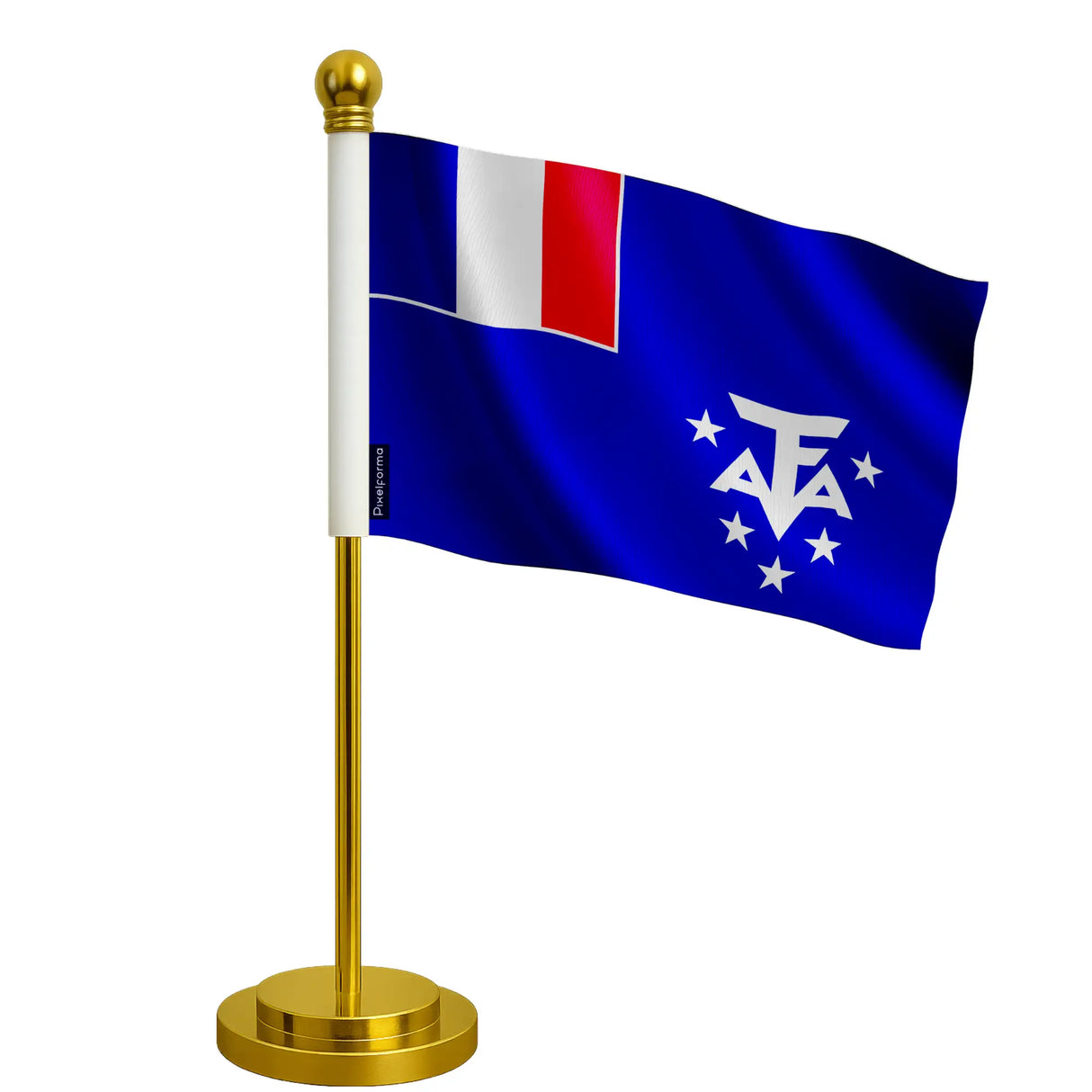 Drapeau bureau antarctique française polyester socle inoxydable