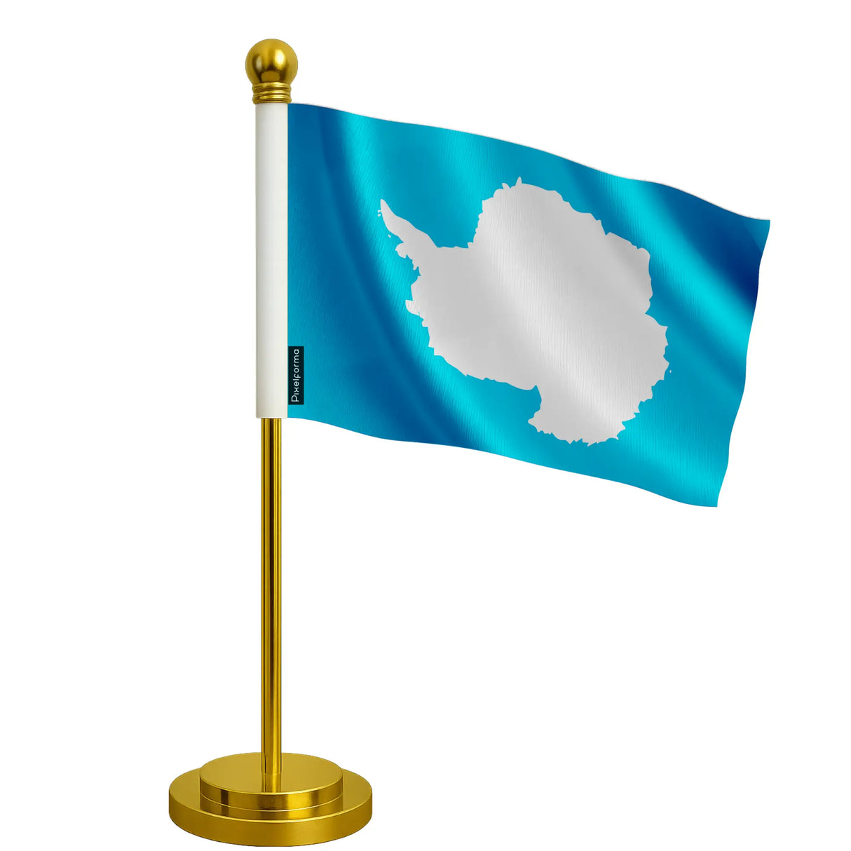 Drapeau bureau antarctique polyester avec socle acier inoxydable