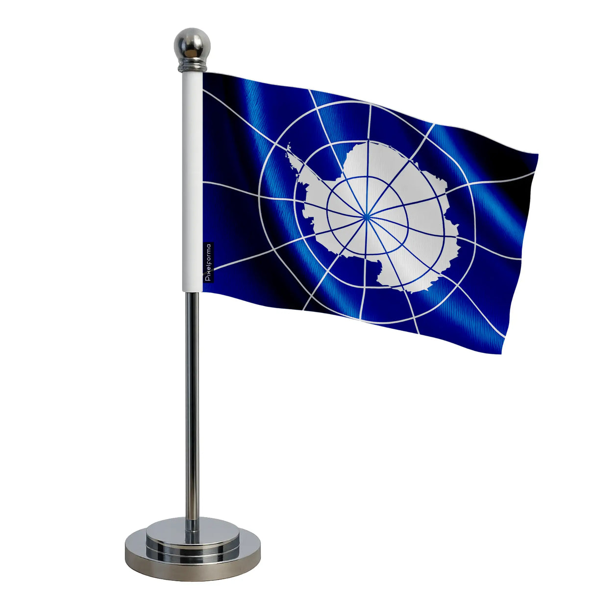 Drapeau bureau antarctique polyester socle acier inoxydable