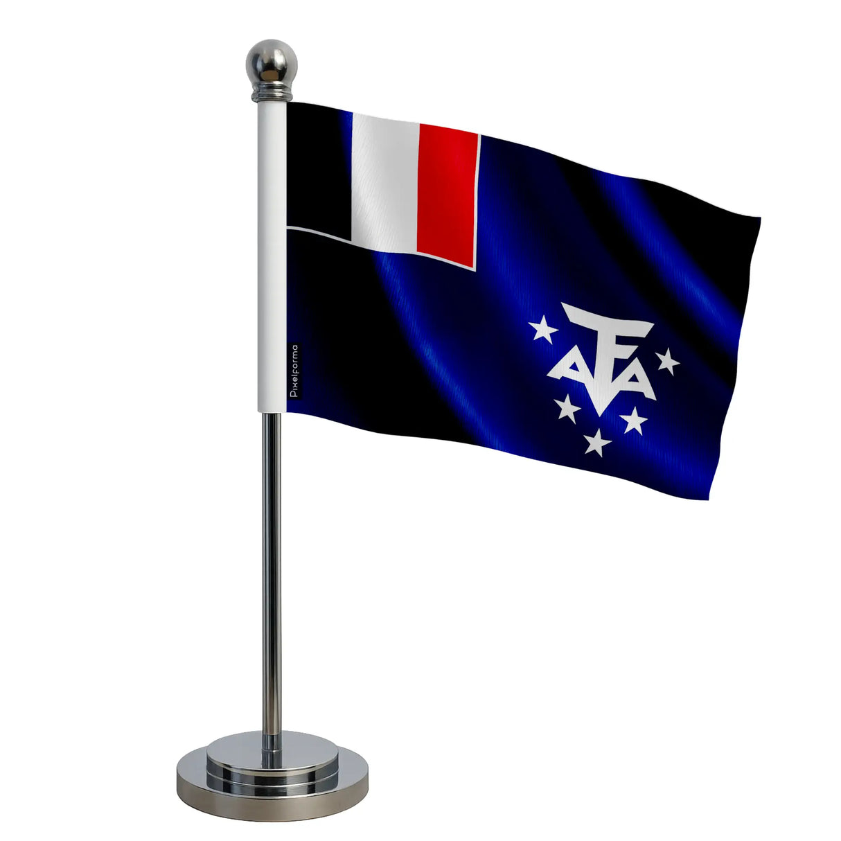 Drapeau bureau antarctique polyester socle acier inoxydable