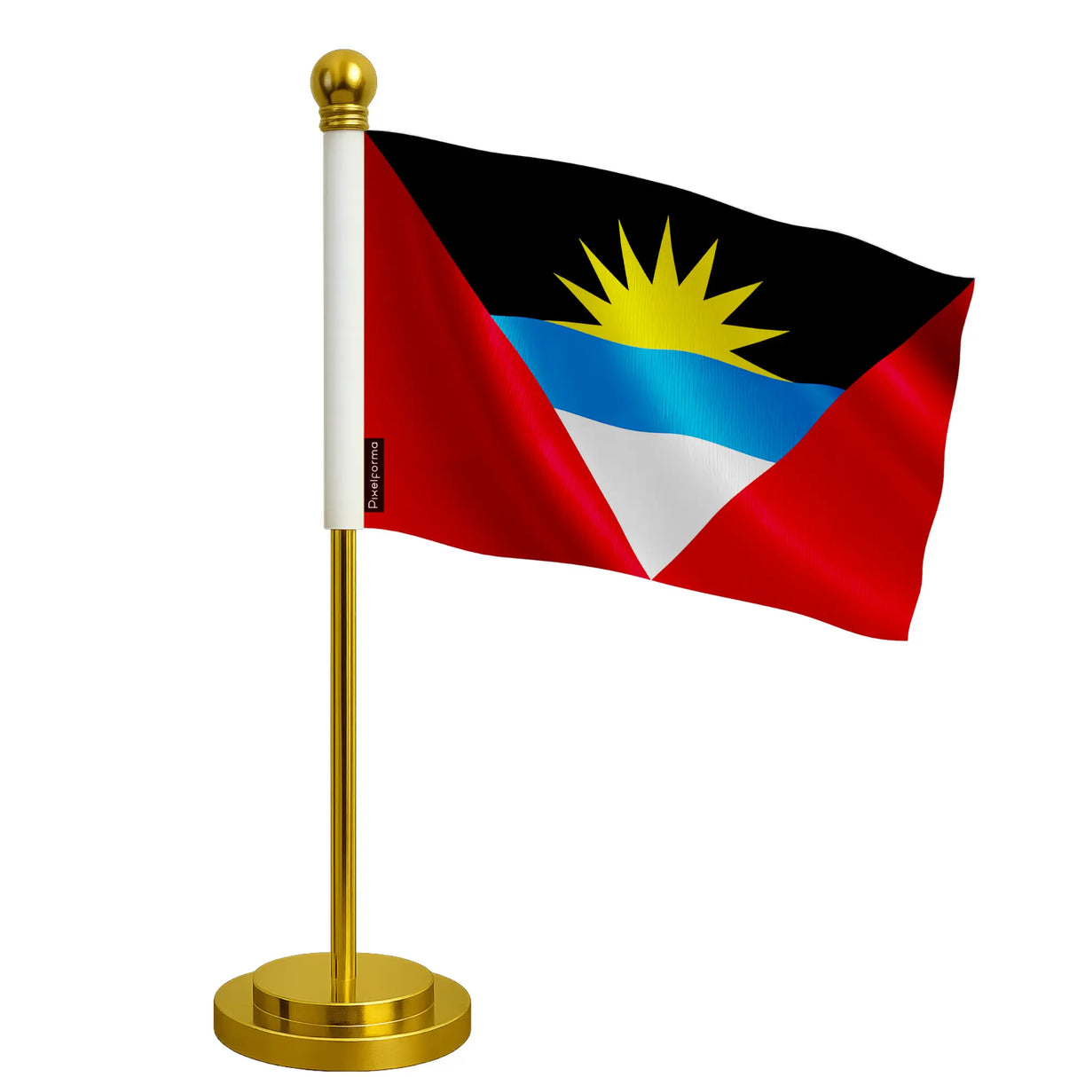 Drapeau bureau antigua-et-barbuda polyester socle acier inoxydable