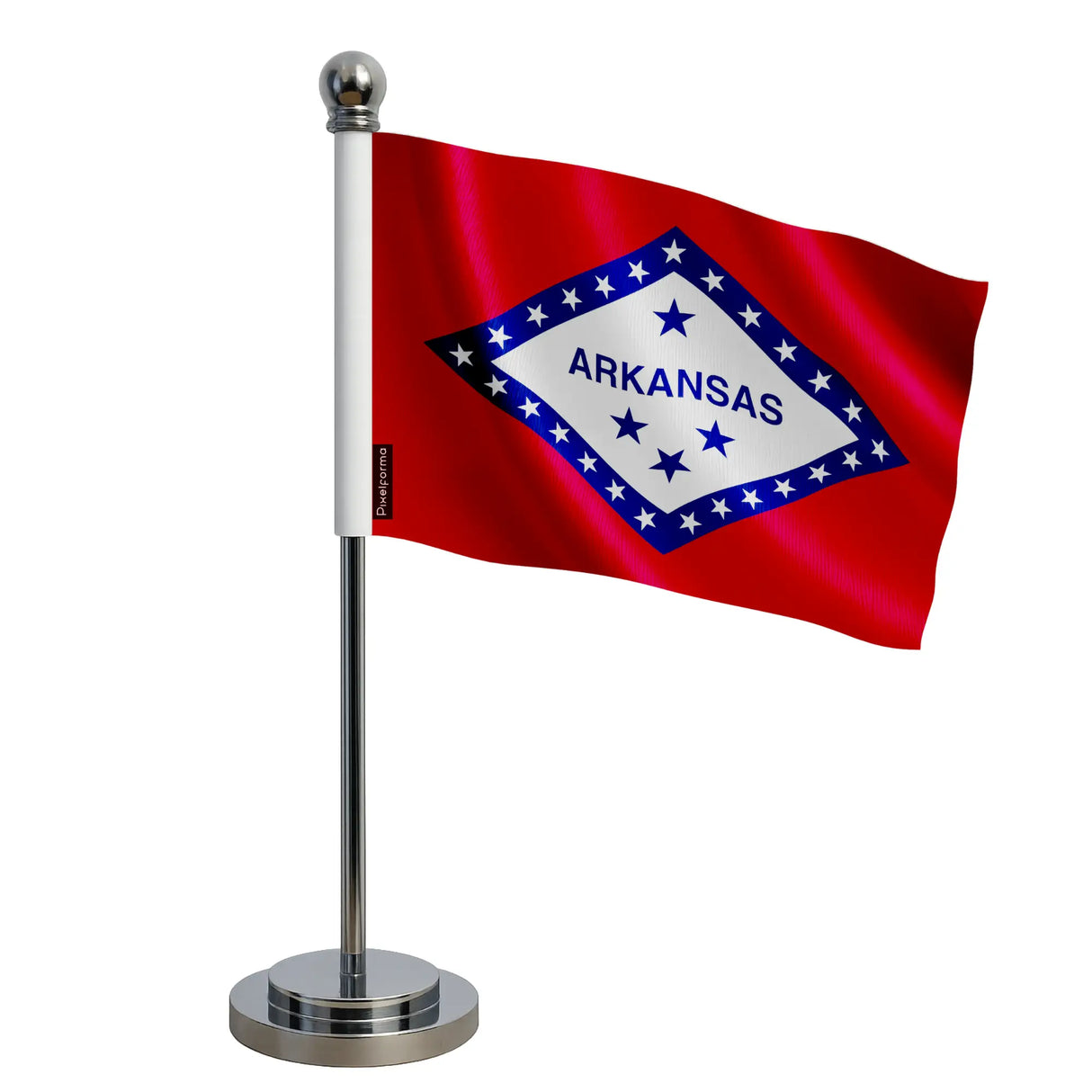 Drapeau bureau arkansas polyester avec socle acier inoxydable