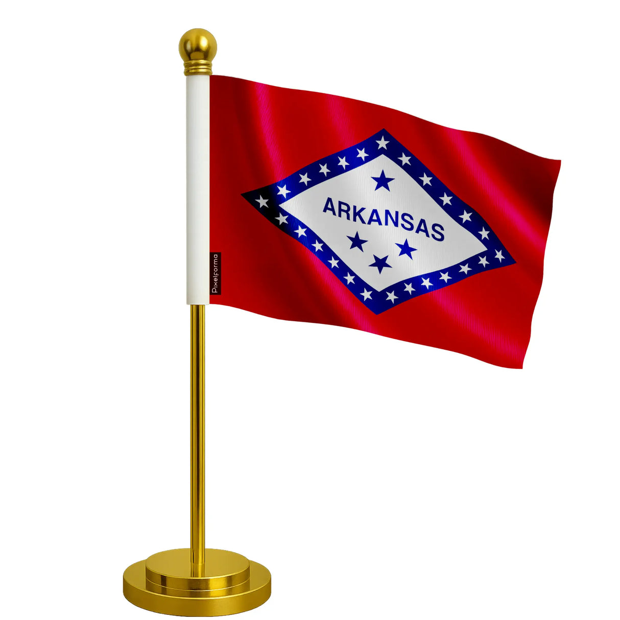 Drapeau bureau arkansas polyester socle acier inoxydable