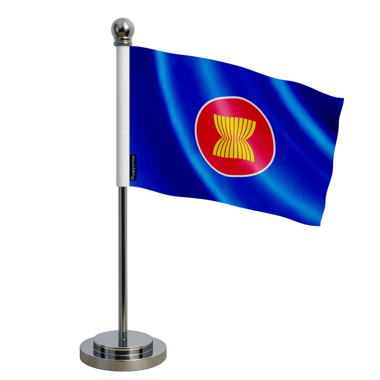 Drapeau bureau asean polyester avec socle acier inoxydable