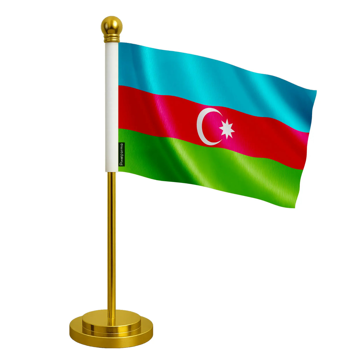 Drapeau bureau azerbaïdjan polyester socle acier inoxydable