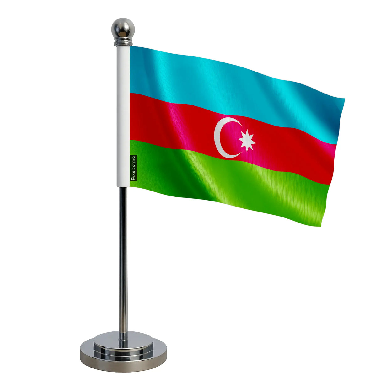 Drapeau bureau azerbaïdjan polyester socle acier inoxydable