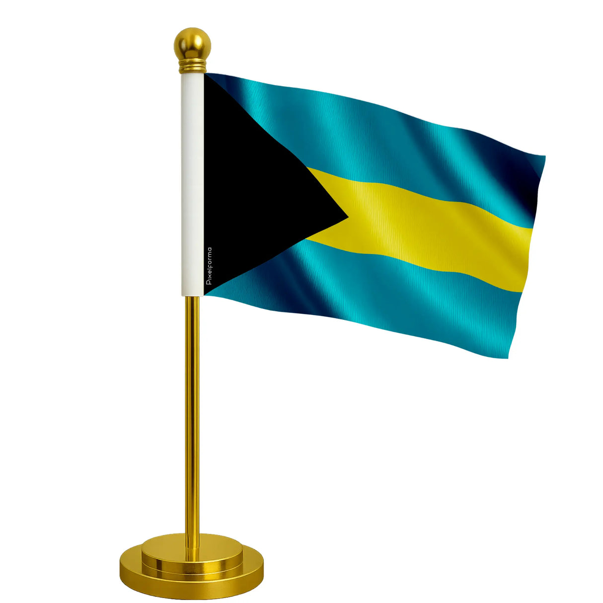 Drapeau bureau bahamas polyester avec socle acier inoxydable