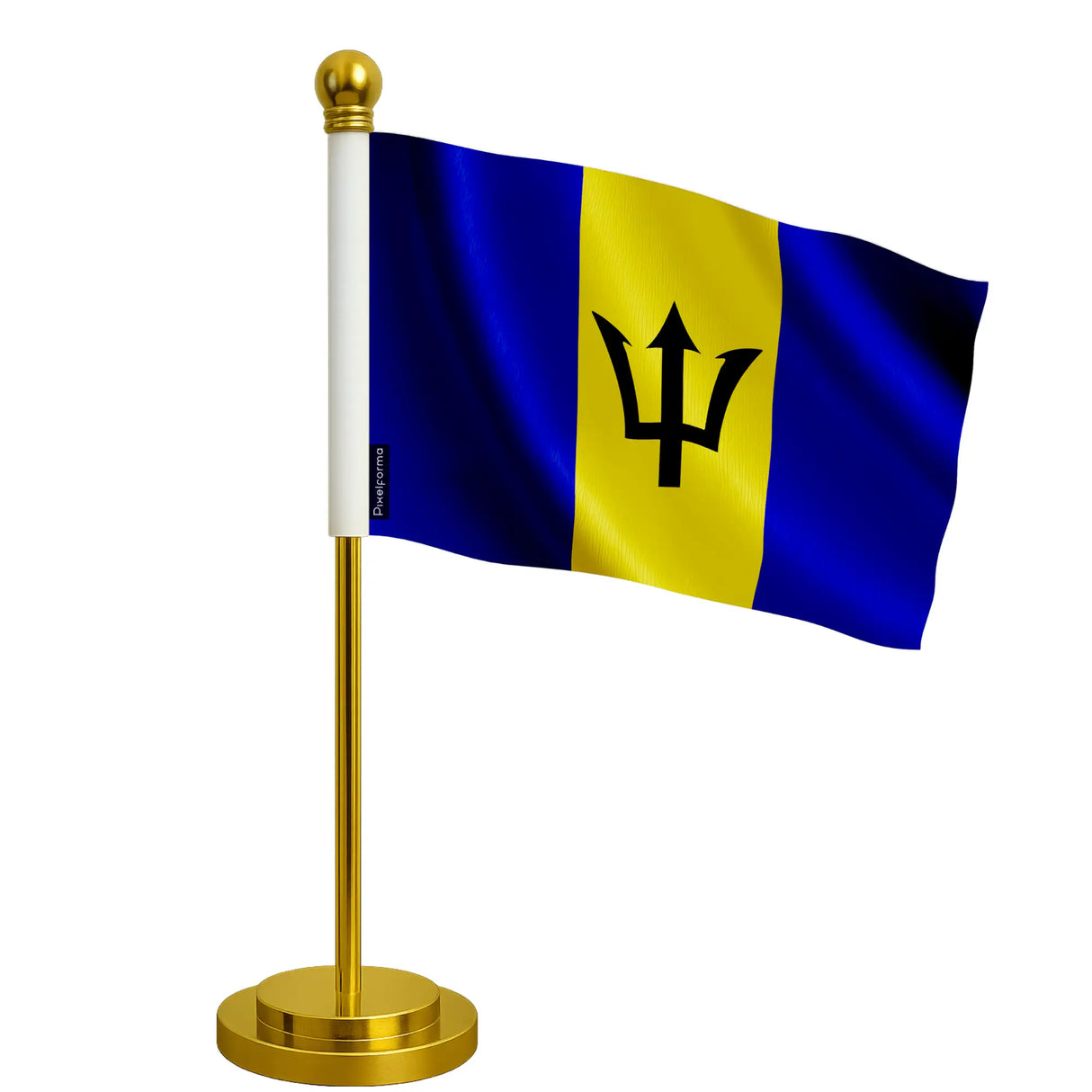 Drapeau bureau barbade polyester socle acier inoxydable