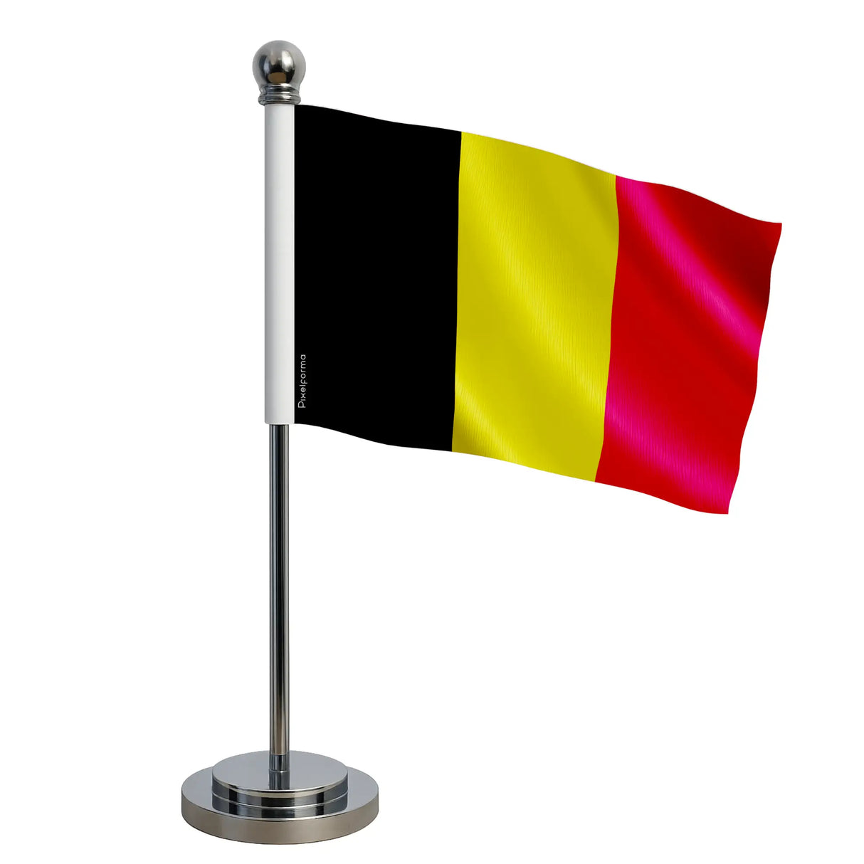 Drapeau bureau belgique polyester socle acier inoxydable