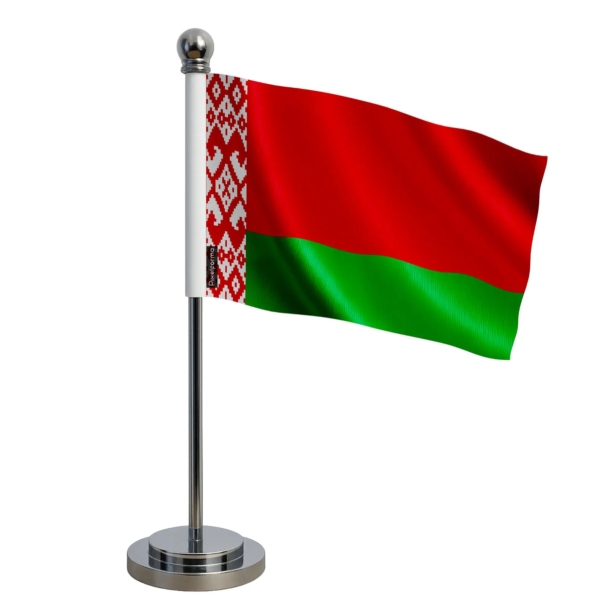 Drapeau bureau biélorussie polyester socle acier inoxydable
