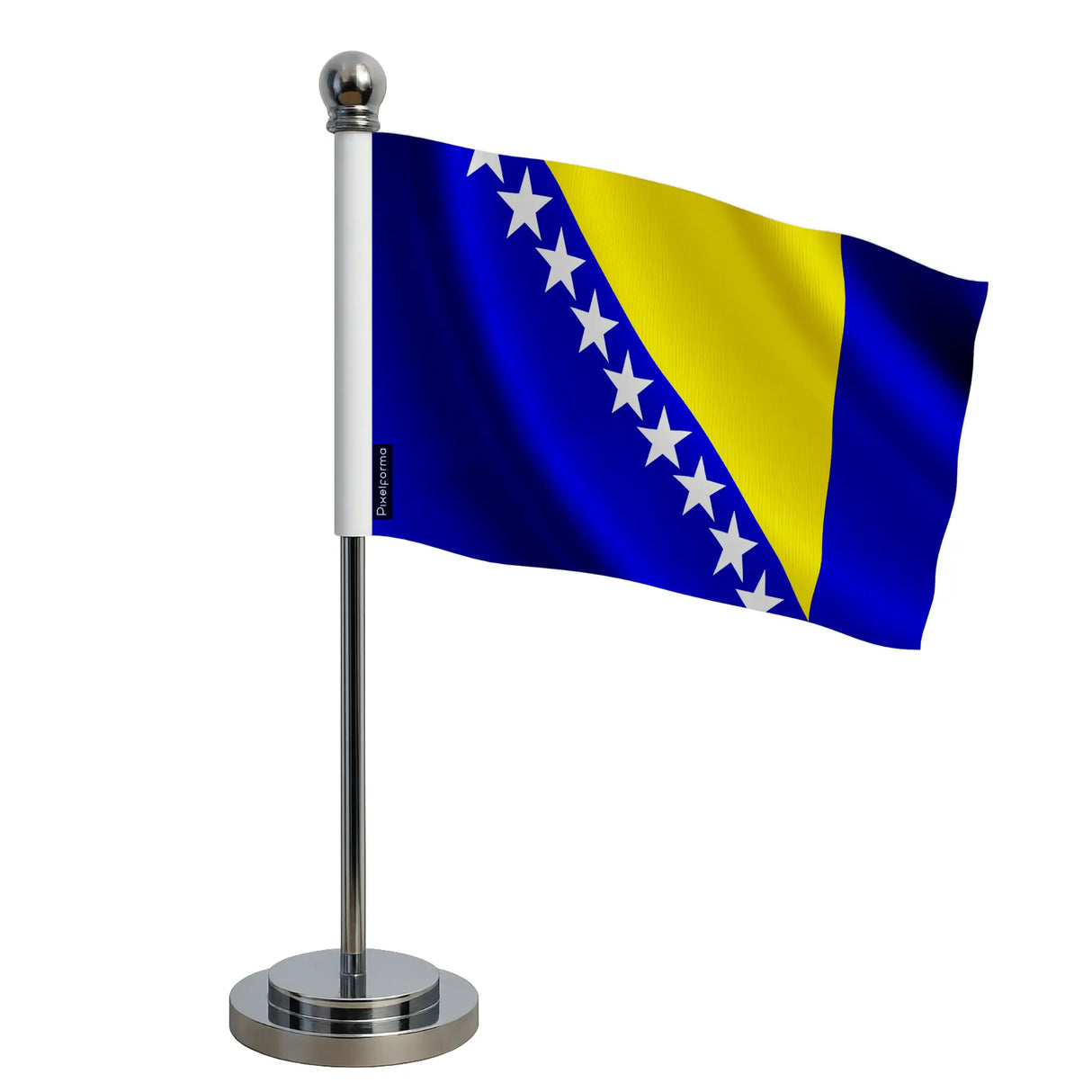 Drapeau bureau bosnie-herzégovine polyester socle acier