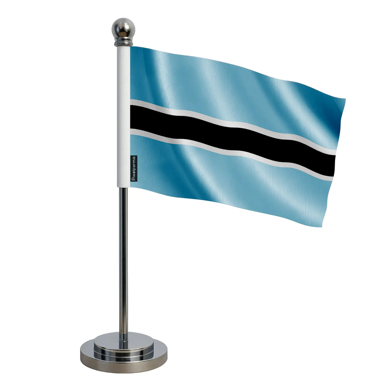 Drapeau bureau botswana polyester socle acier inoxydable
