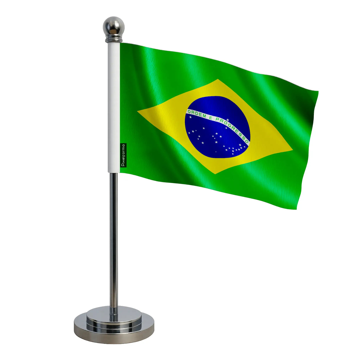 Drapeau bureau brésil polyester socle acier inoxydable