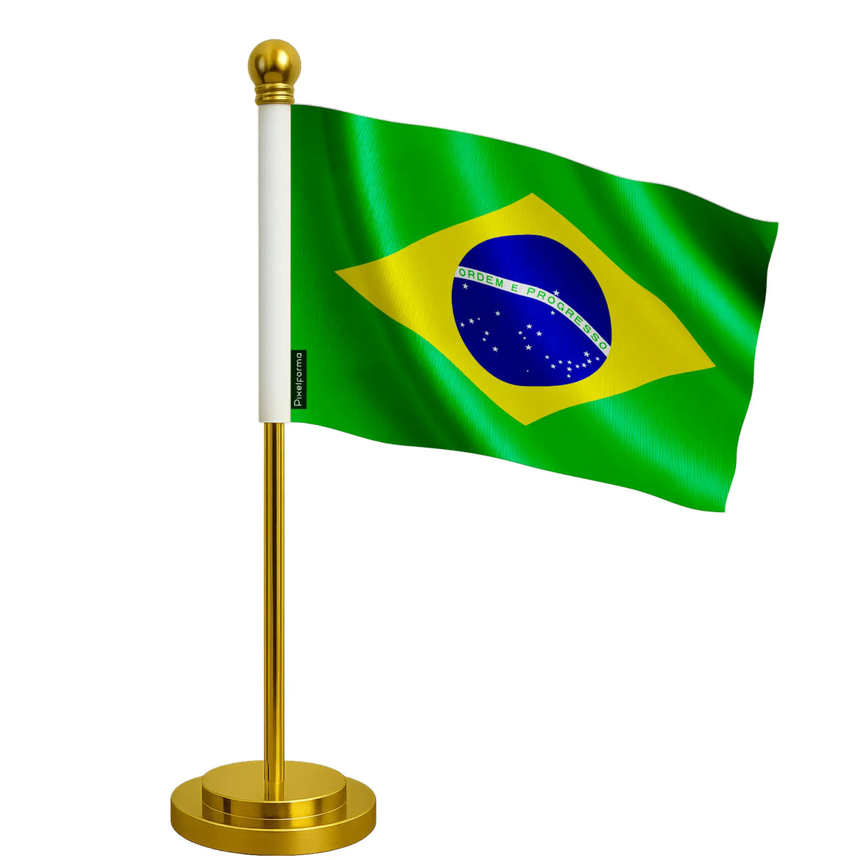Drapeau bureau brésil polyester sur socle acier inoxydable