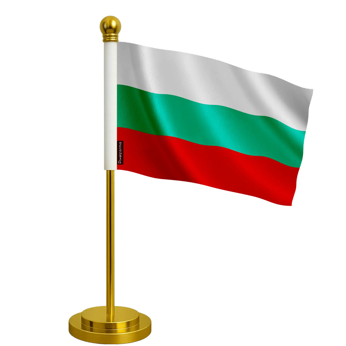 Drapeau bureau bulgarie polyester socle acier inoxydable