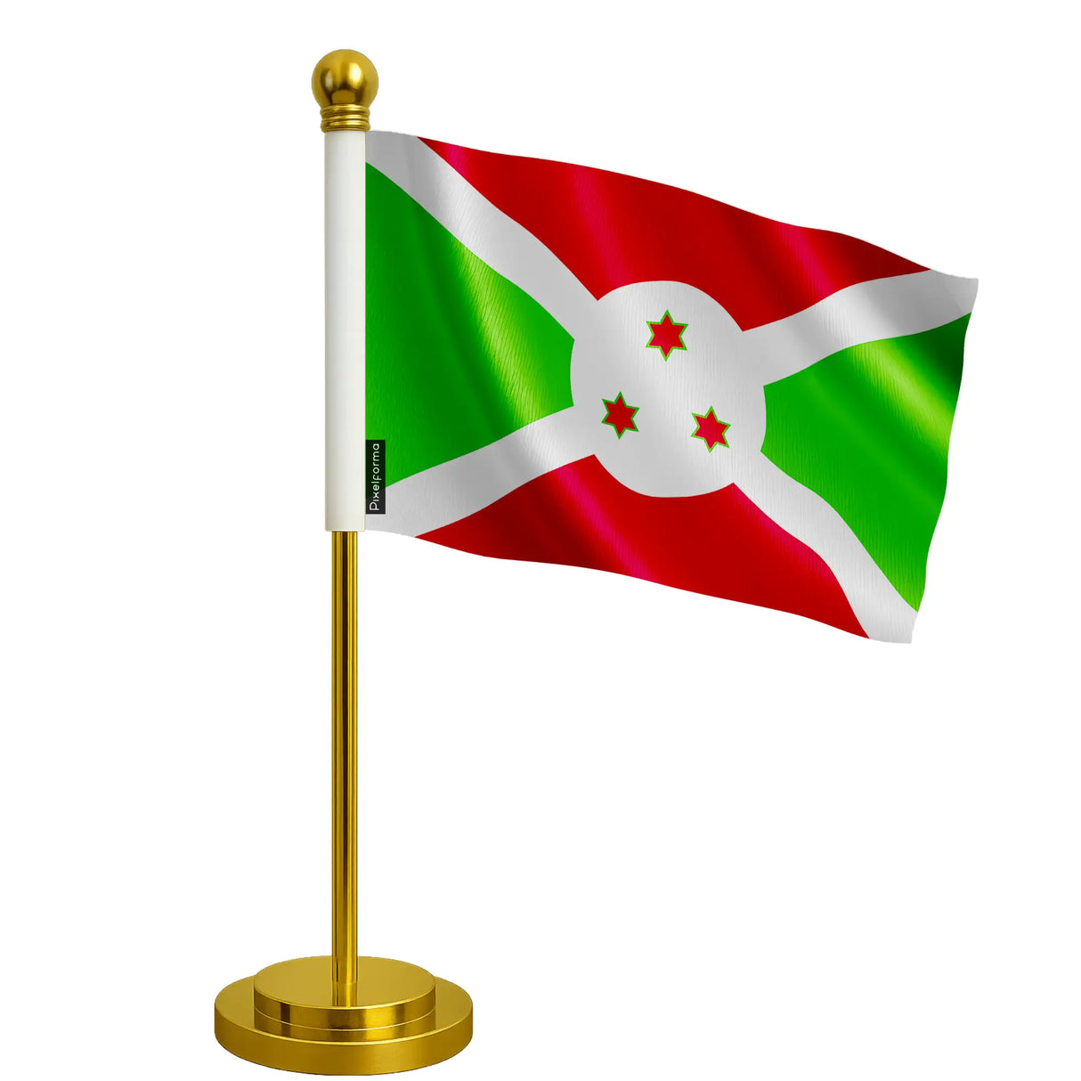 Drapeau bureau burundi polyester socle acier inoxydable