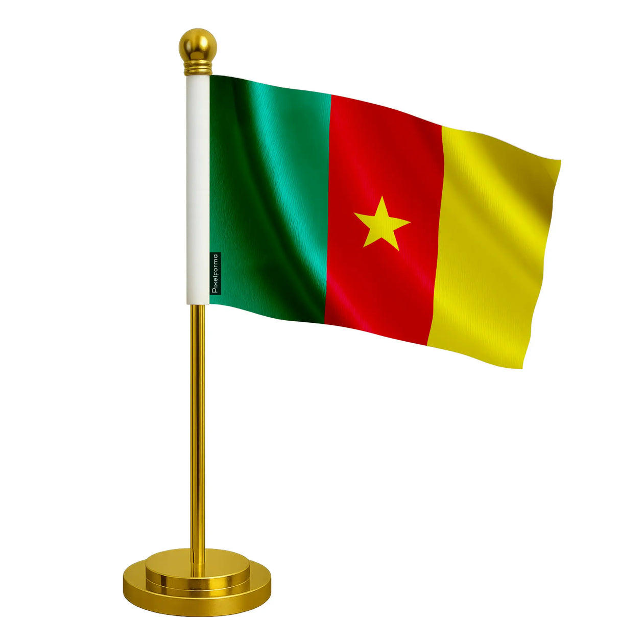 Drapeau bureau cameroun polyester et socle acier inoxydable