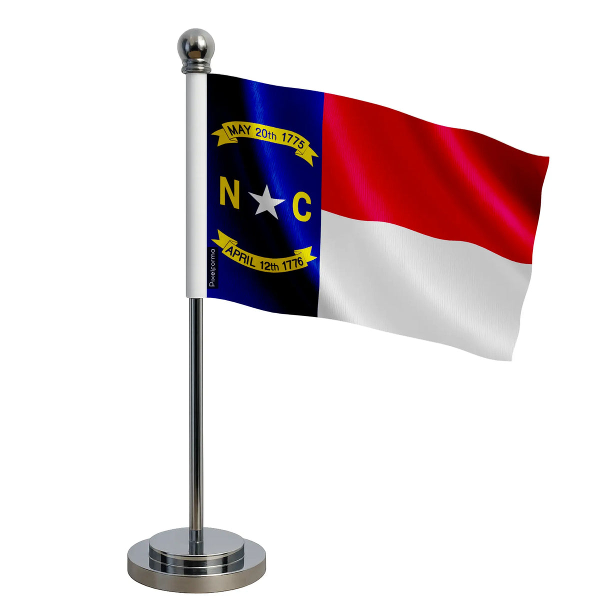 Drapeau bureau caroline du nord polyester socle acier inoxydable