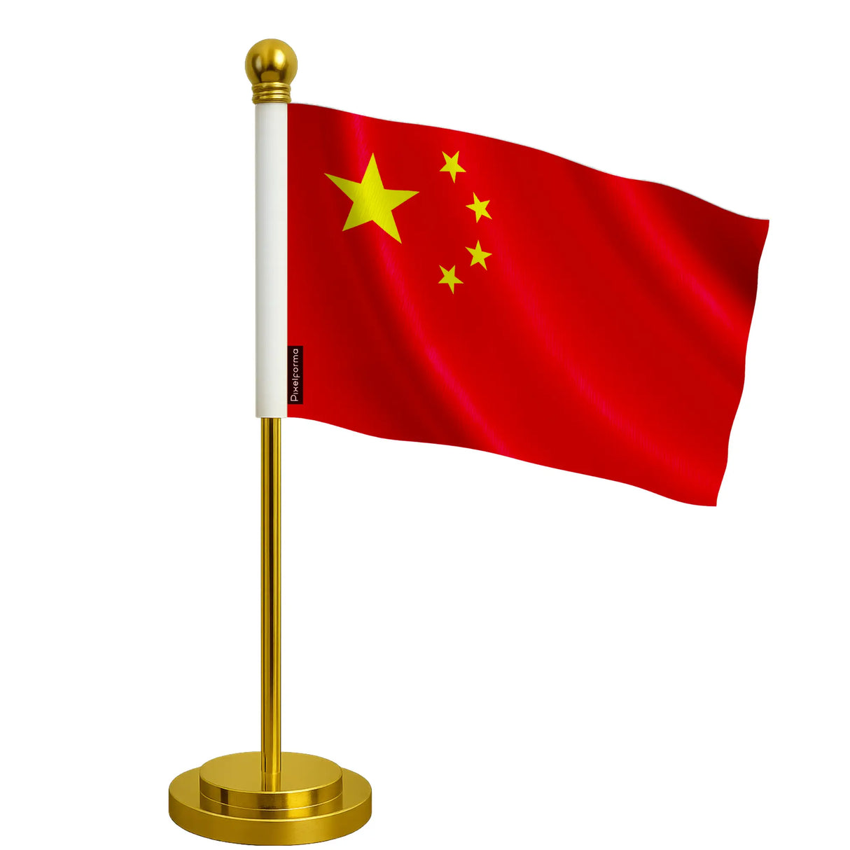 Drapeau bureau chine polyester avec socle acier inoxydable