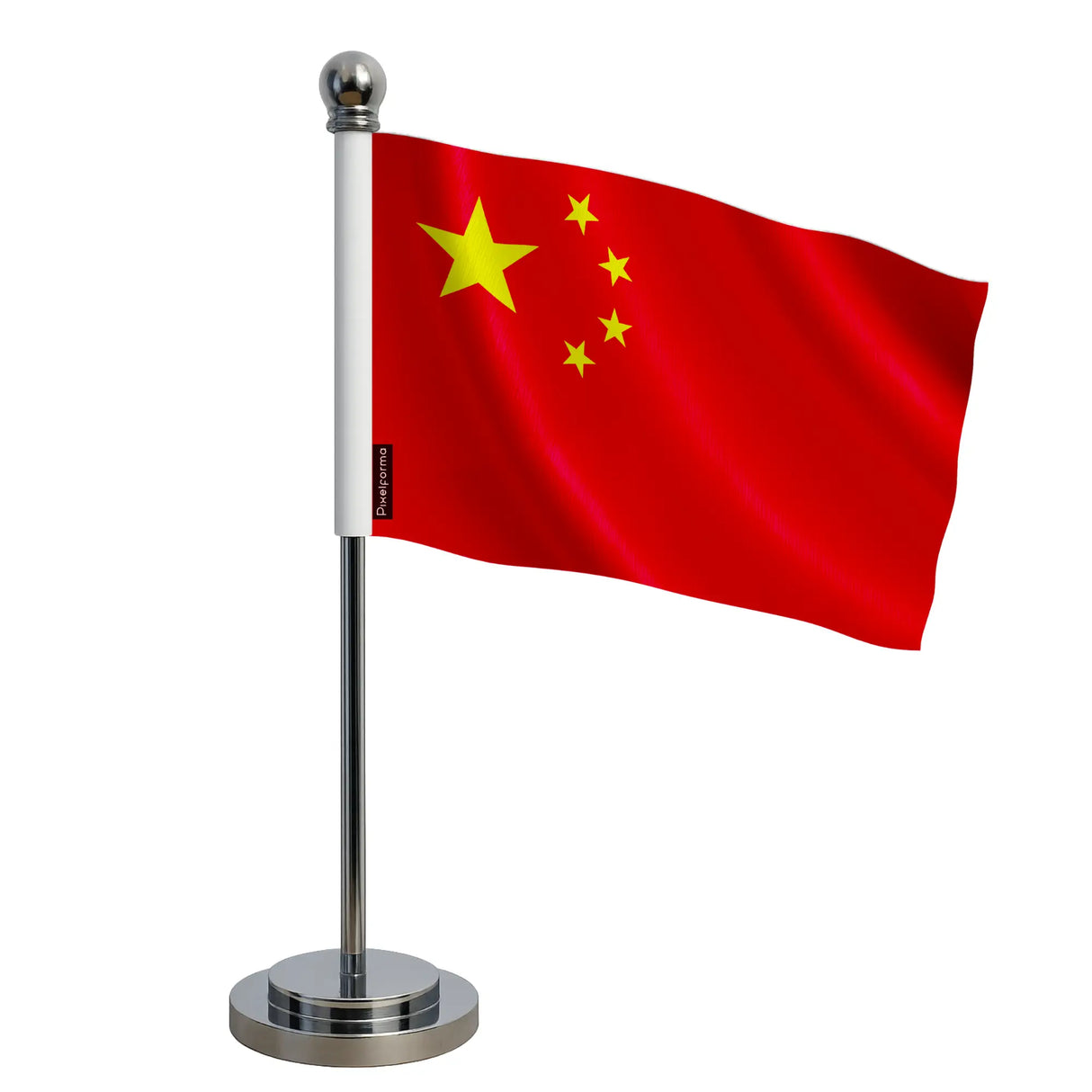 Drapeau bureau chine polyester socle acier inoxydable