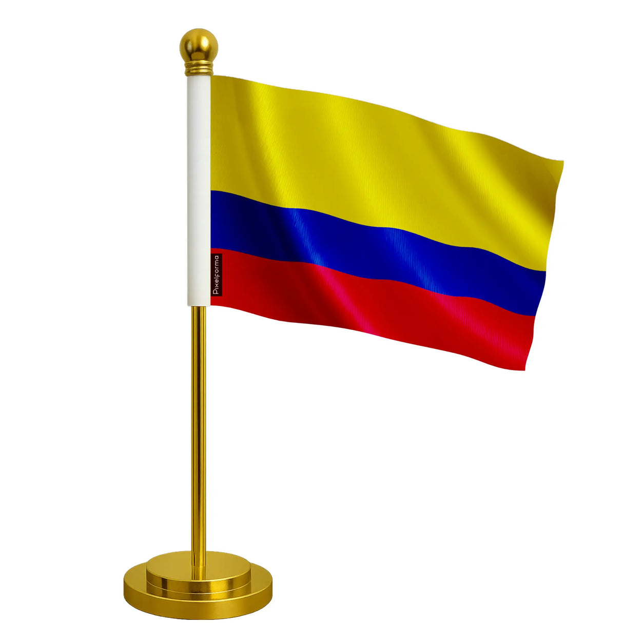 Drapeau bureau colombie polyester avec socle acier inoxydable