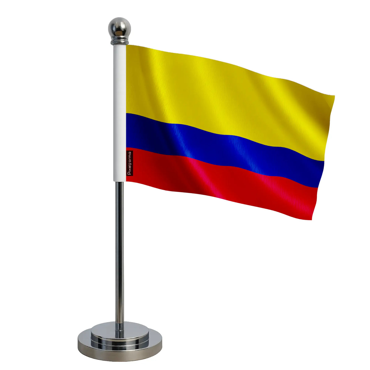 Drapeau bureau colombie polyester socle acier inoxydable