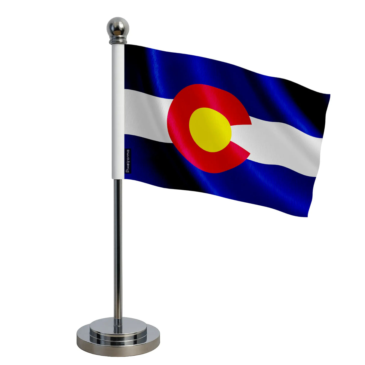 Drapeau bureau colorado polyester socle acier inoxydable