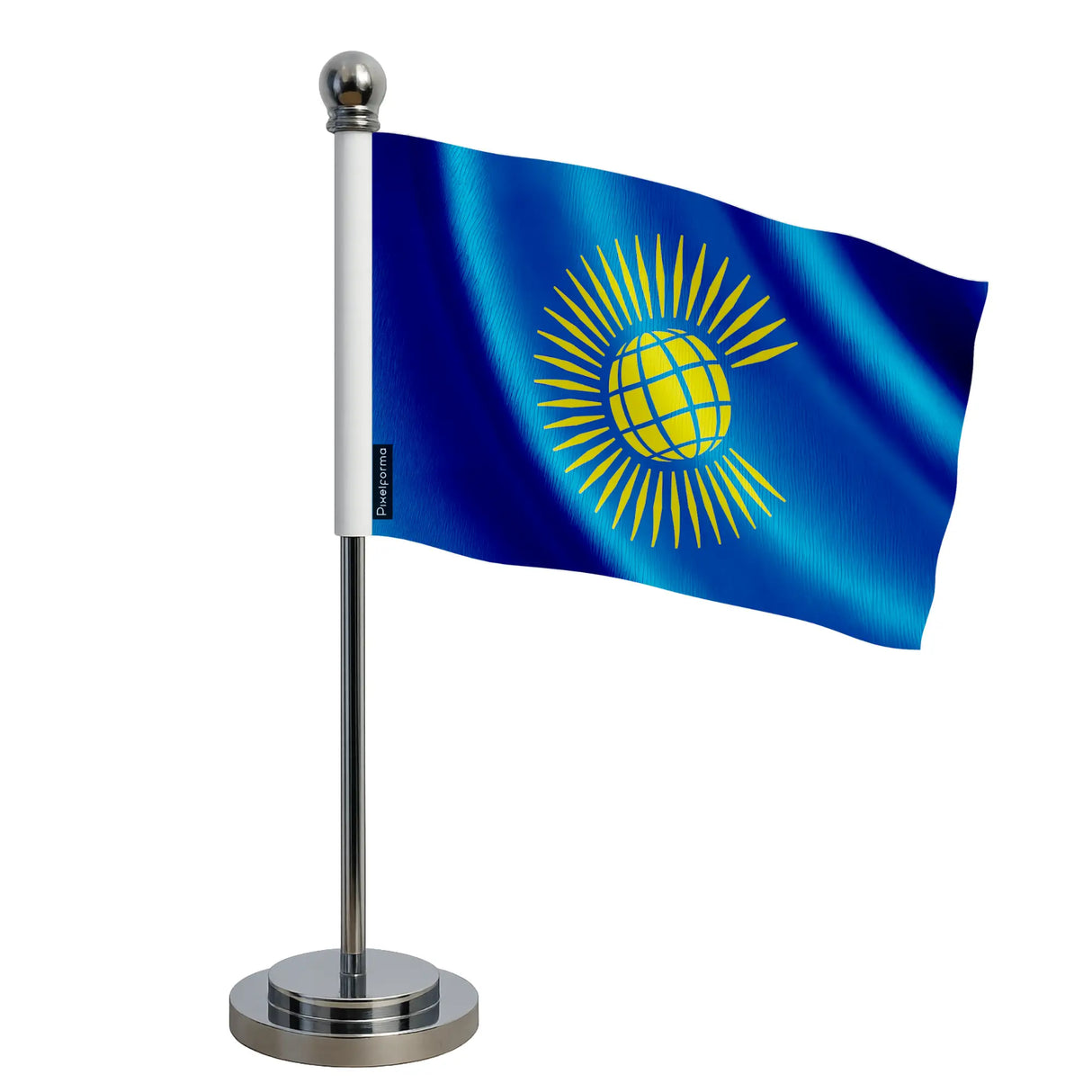 Drapeau bureau commonwealth polyester socle acier inoxydable