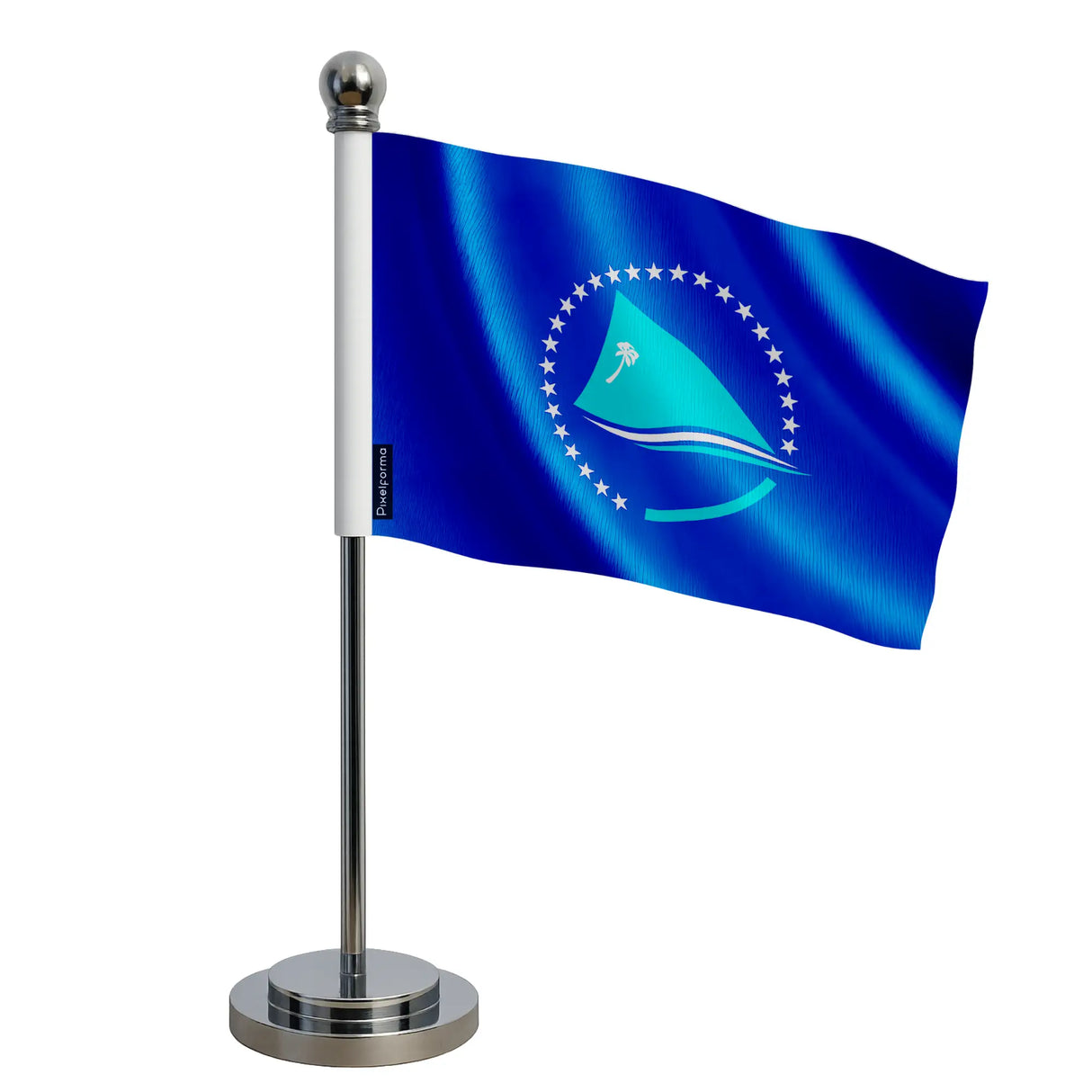 Drapeau bureau communauté du pacifique polyester socle acier