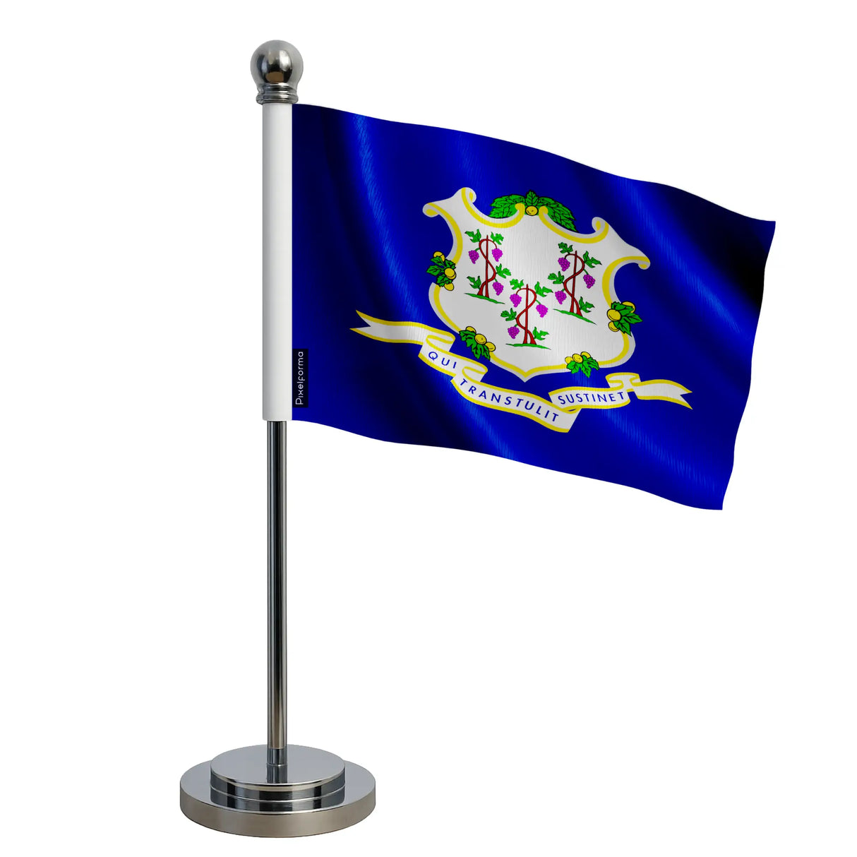 Drapeau bureau connecticut polyester socle acier inoxydable