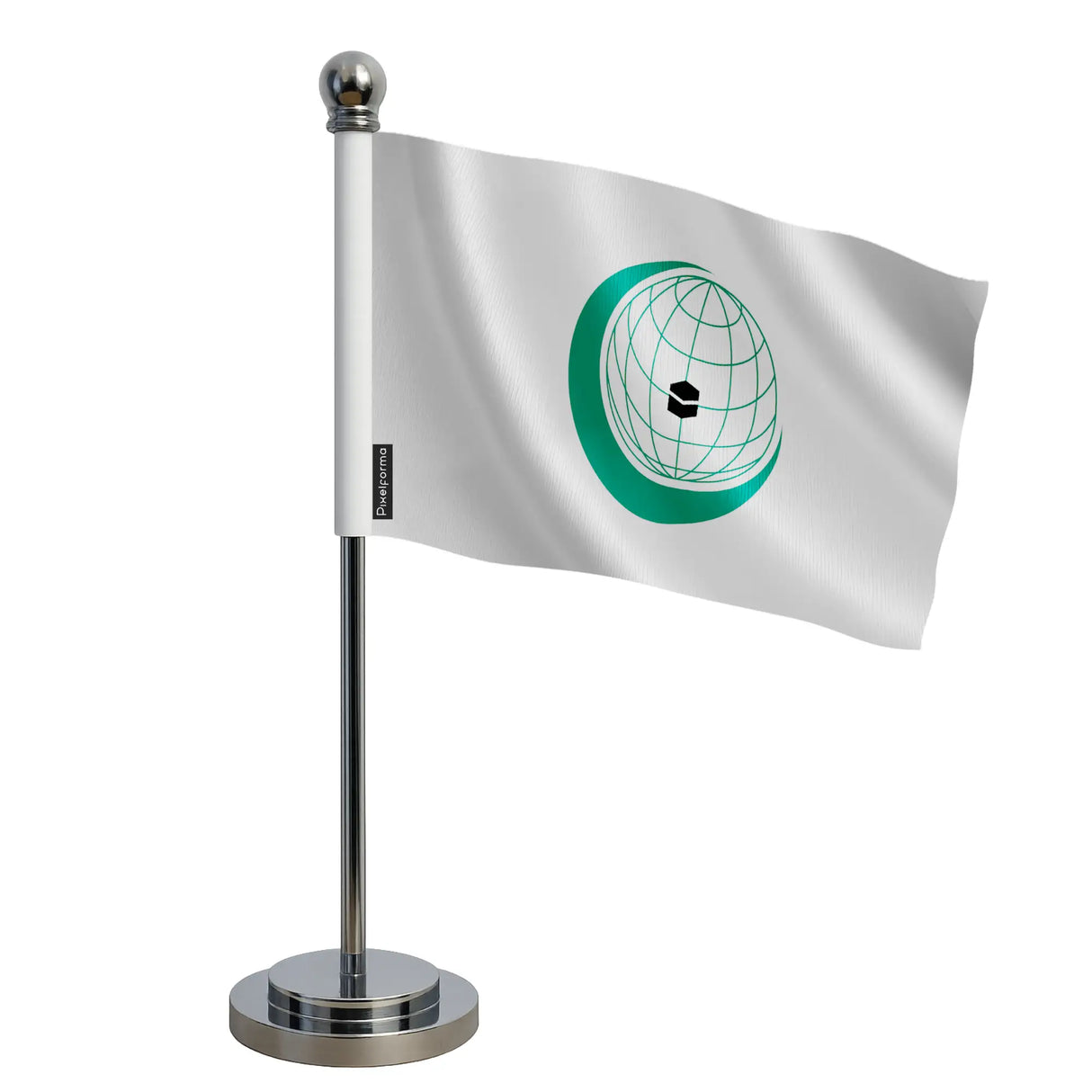 Drapeau bureau coopération islamique polyester acier inoxydable