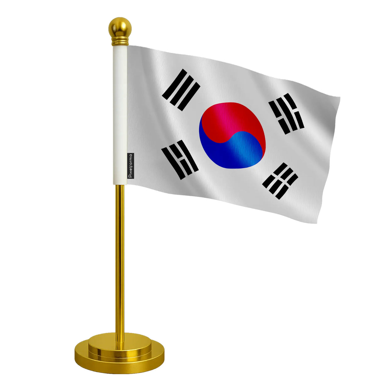 Drapeau bureau corée du sud polyester socle acier inoxydable
