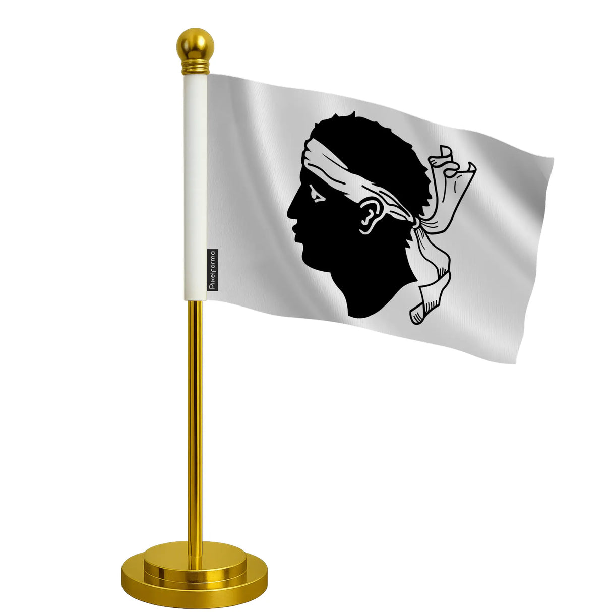 Drapeau bureau corse polyester socle acier inoxydable