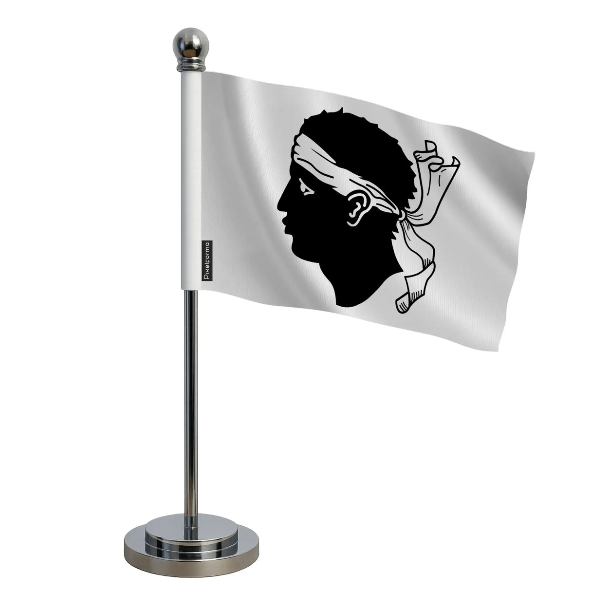 Drapeau bureau corse polyester socle acier inoxydable