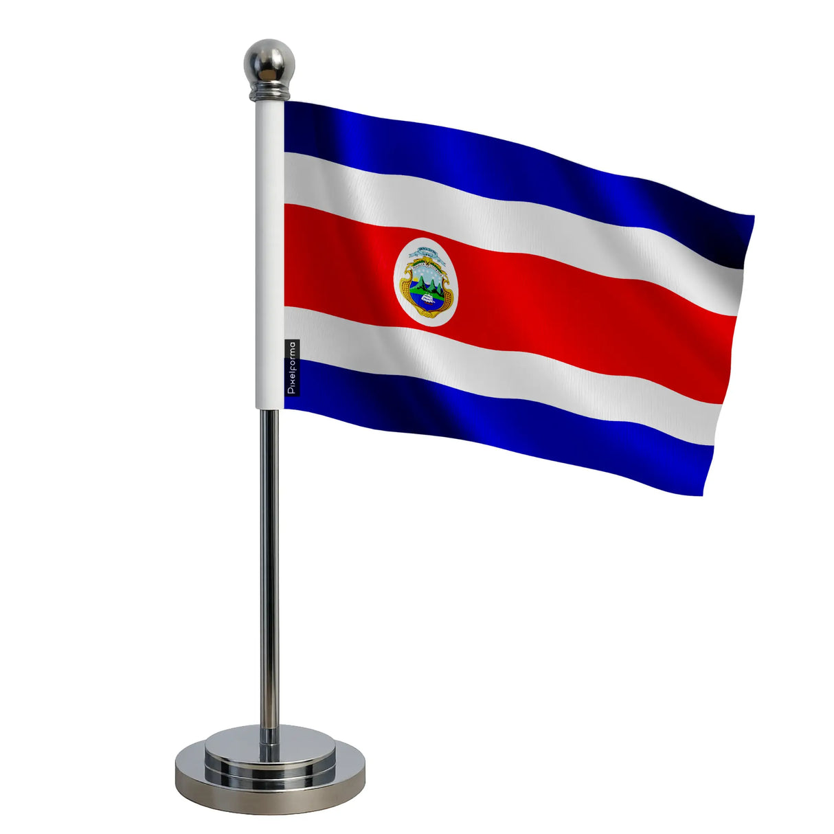 Drapeau bureau costa rica polyester socle acier inoxydable