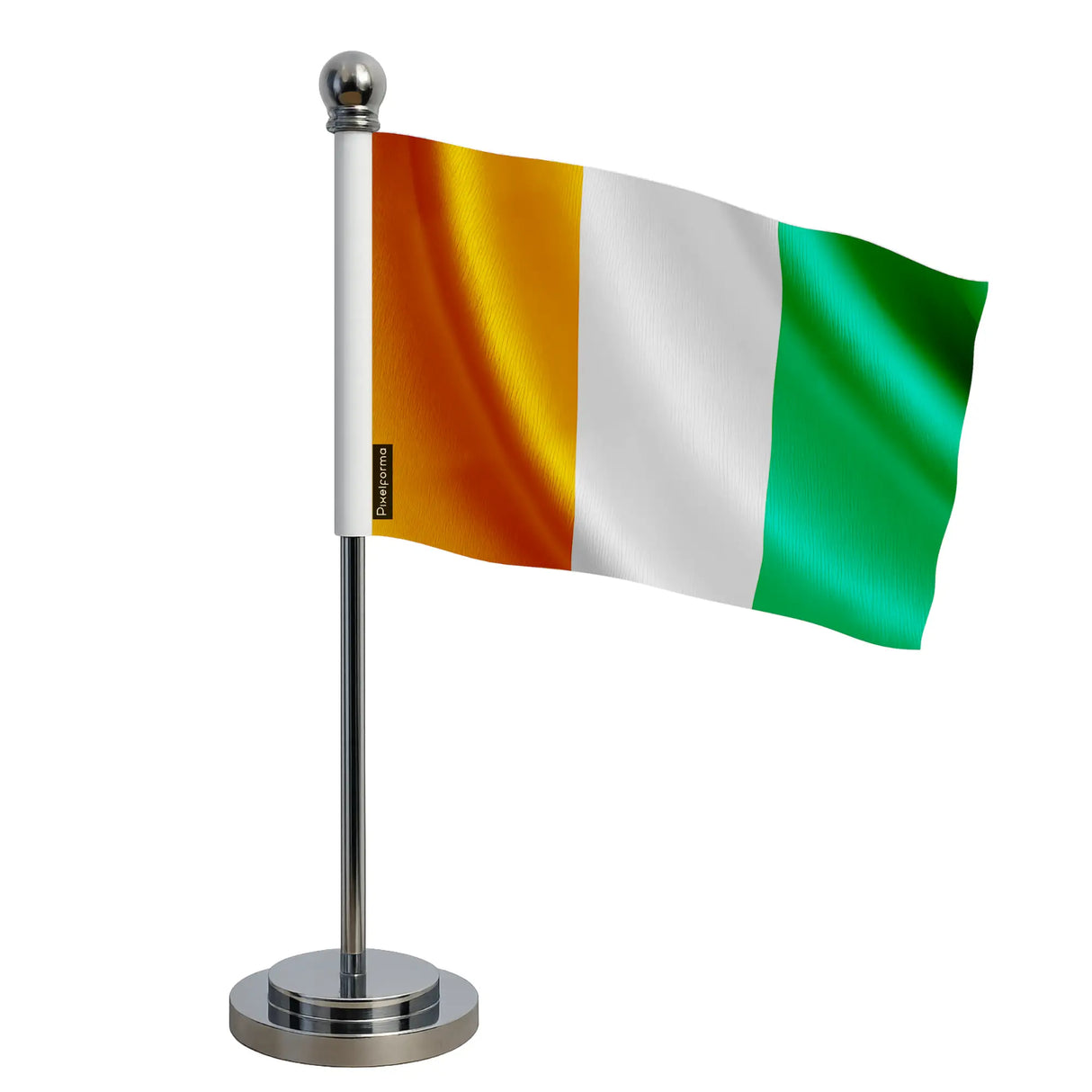 Drapeau bureau côte d’ivoire polyester socle acier inoxydable
